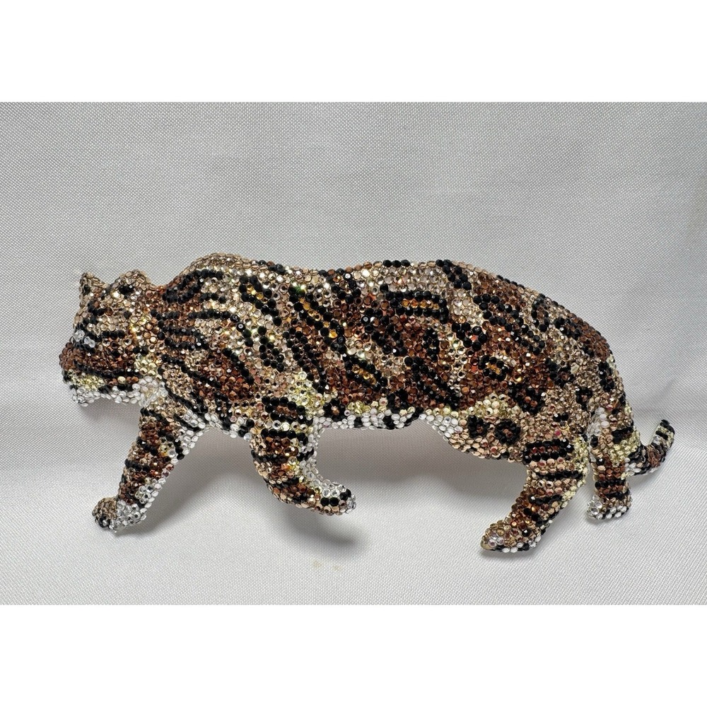 K. Baumann Tiger Leopard Panther Prowl Rhinestone Belt Buckle Swarovski Crystals
